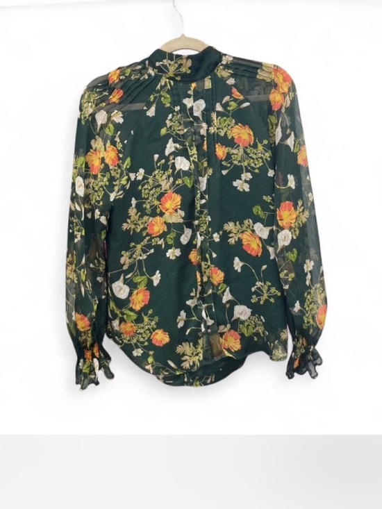 Ralph Lauren Tops - Floral Long-Sleeve Button-Up Blouse - Dark Green